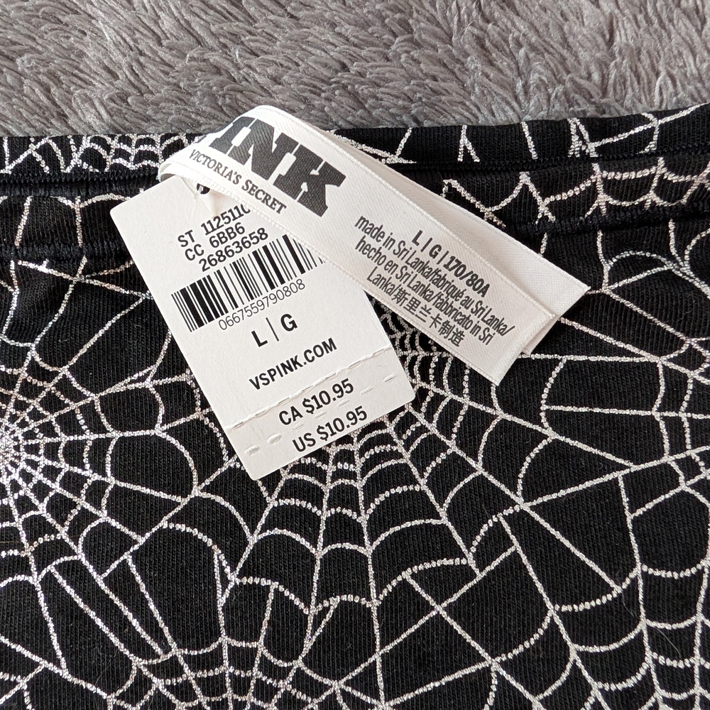 NWT Pink Victoria Secret Black Spider Web Boyshorts - Picture 2 of 4